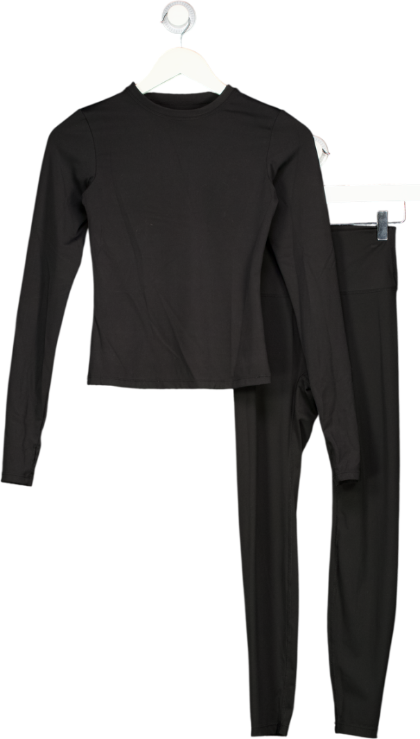 ADANOLA Black 2-piece Activewear Leggings And Long Sleeve Top Set UK XS