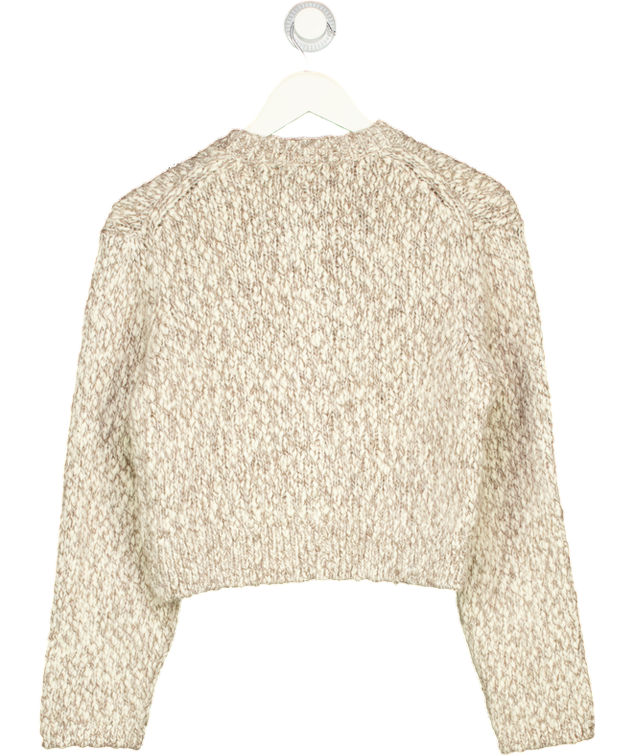 MASSIMO DUTTI Beige Alpaca Blend Cardigan With Gold Knot Button Detail UK XS