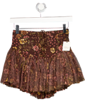 FREE PEOPLE Brown Fp One Blossom Mini Skort UK XS