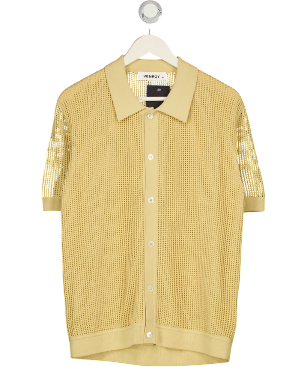 VENROY Butter Yellow Knit Short Sleeve Shirt UK M