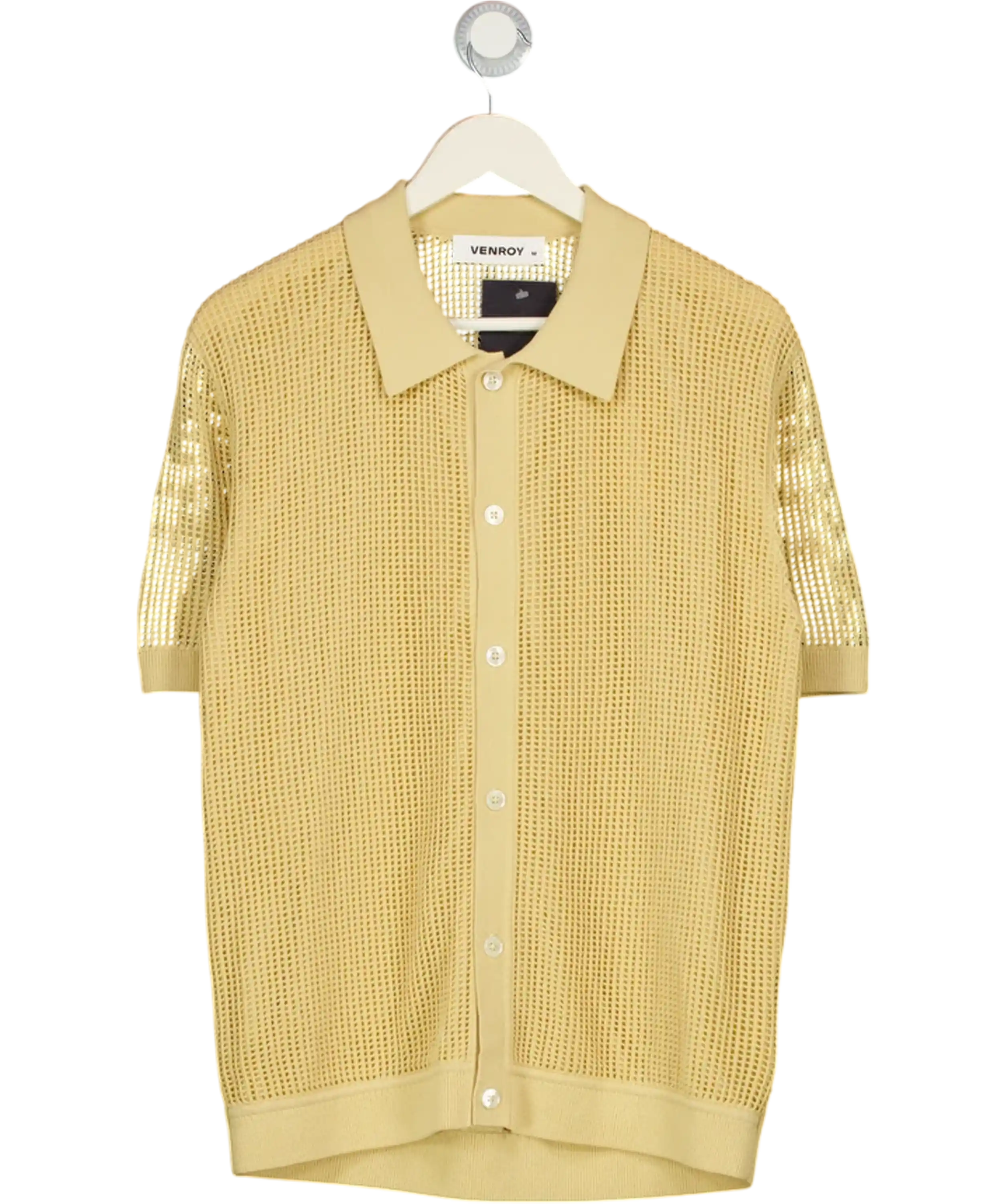 VENROY Butter Yellow Knit Short Sleeve Shirt UK M