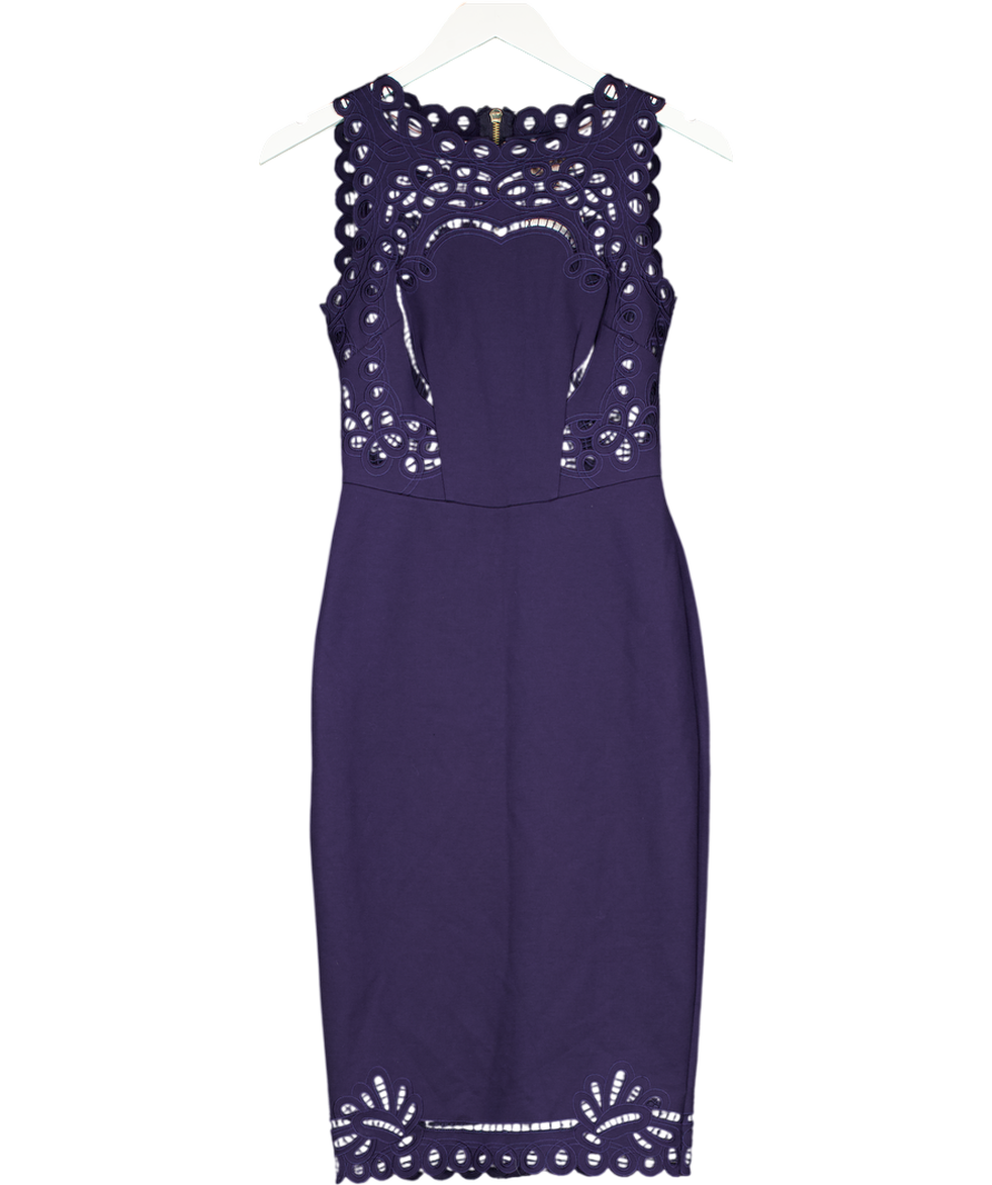 Ted Baker Navy Blue Verita Cut Out Detail Bodycon Dress Sz0 UK 6