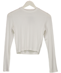 Everywear White Long Sleeve Ribbed Top UK S