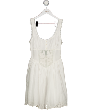 ZARA White Cotton Lace Embroidered Mini Dress UK XS