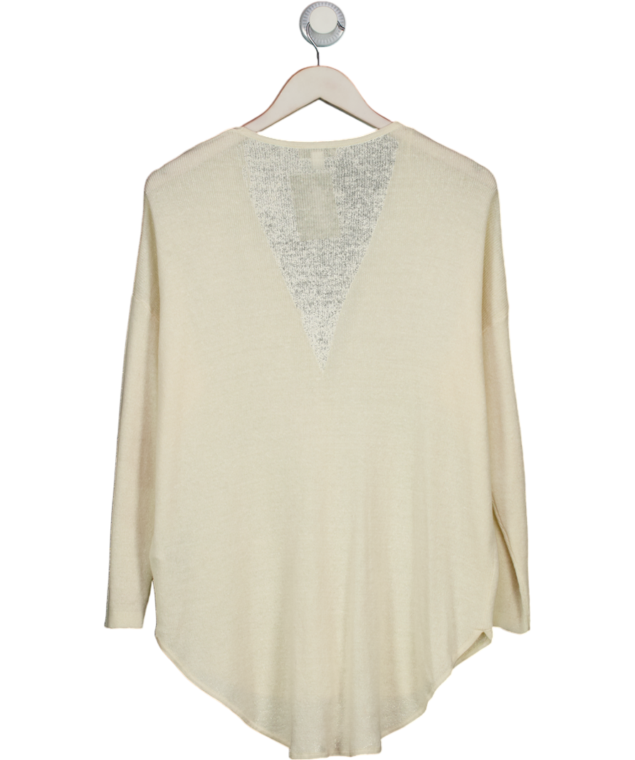 REISS Linen Wool Cardigan In Cream UK S