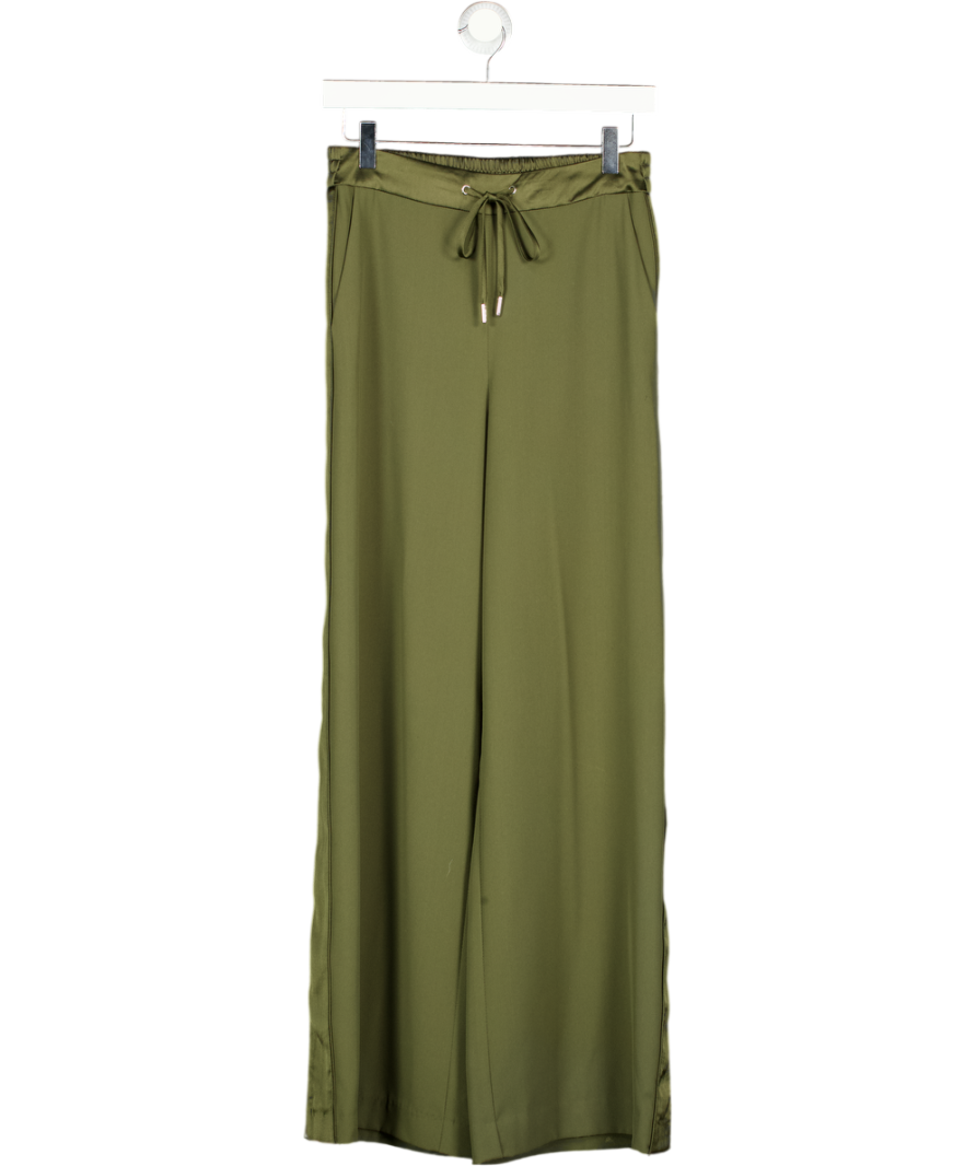 MINT VELVET Khaki Green Satin Side Stripe Trouser UK S