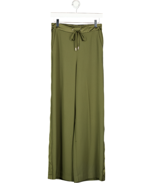 MINT VELVET Khaki Green Satin Side Stripe Trouser UK S