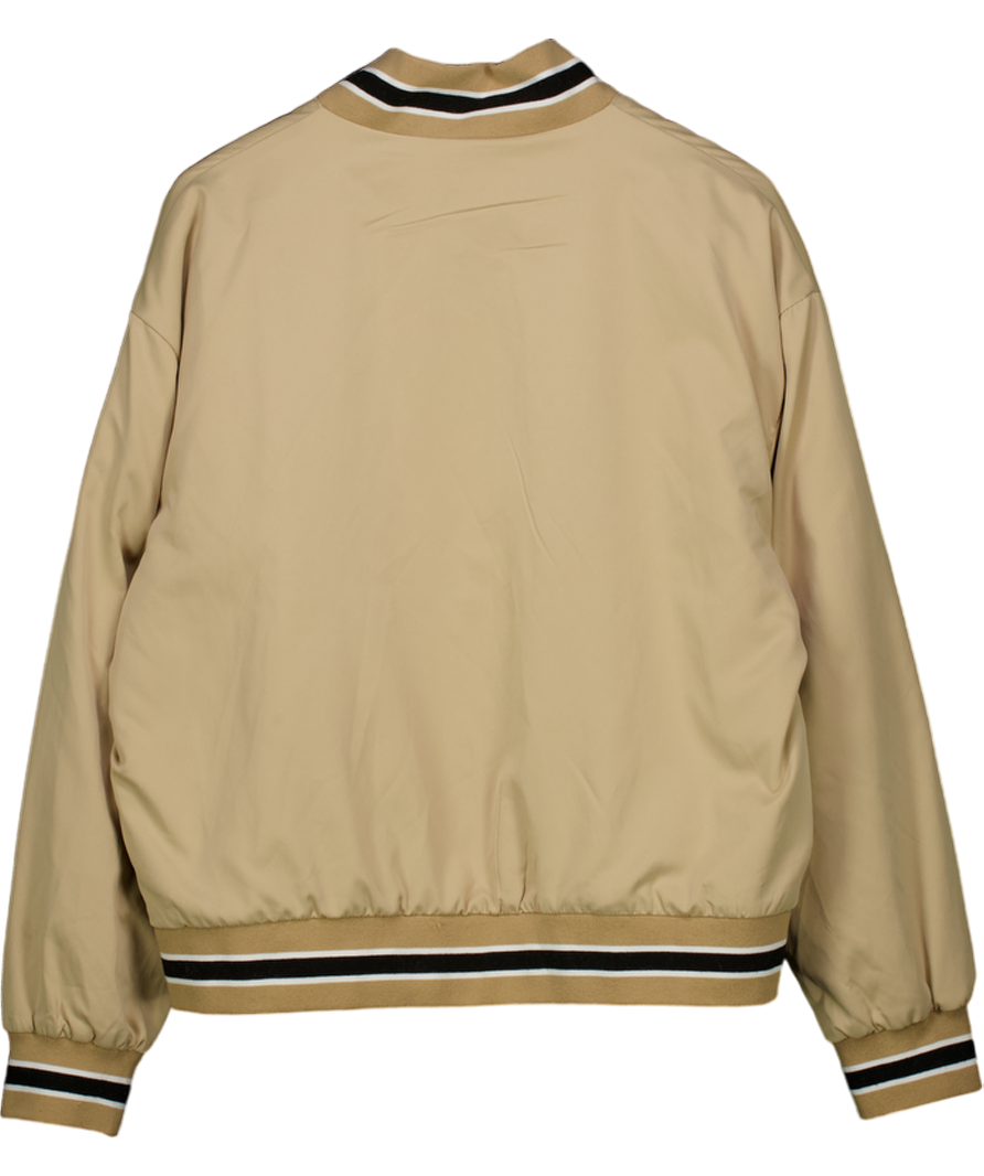 Edikted Beige 'reckless' Varsity Bomber Jacket UK L