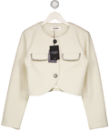 4TH & RECKLESS Mable Cream Wool Contrast Pocket Cropped Jacket UK 10