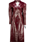 KULAKOVSKY Red 100% Calfskin Leather Burgundy Fitted Coat UK XS/S
