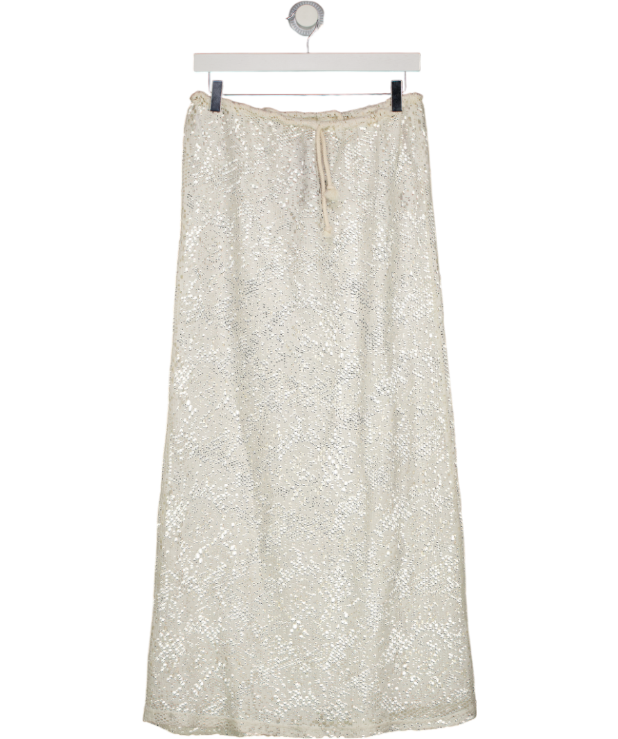 4th & Reckless Cream Rose Off White Crochet Maxi Skir UK 10