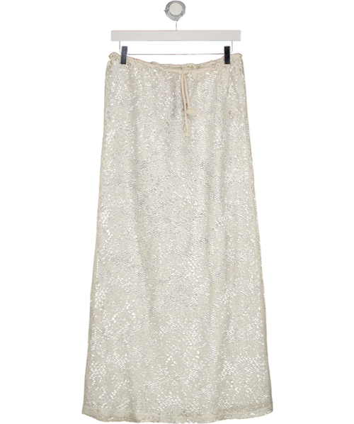 4th & Reckless Cream Rose Off White Crochet Maxi Skir UK 10