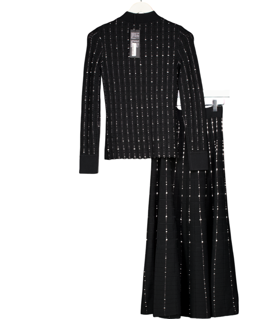 JOSEPH 2-piece Black  / Ivory Fragmented Sweater And Midi Skirt Set UK XXS
