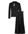 JOSEPH 2-piece Black  / Ivory Fragmented Sweater And Midi Skirt Set UK XXS