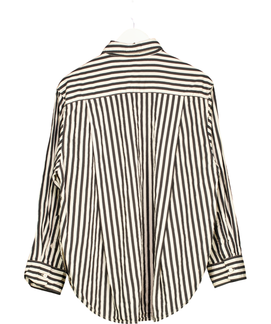 BOA Black Cotton Striped Oversized Shirt UK S
