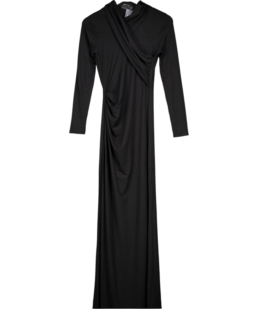 ASOS Black Jersey Wrap Front Maxi Dress UK 8