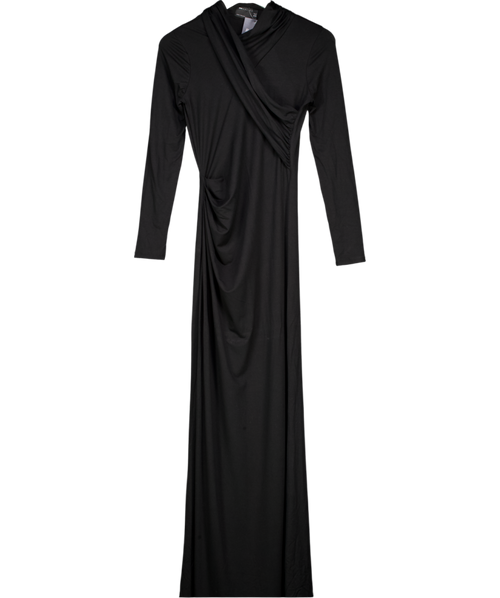 ASOS Black Jersey Wrap Front Maxi Dress UK 8