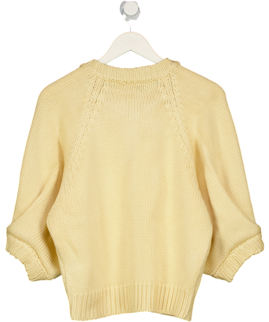 ZARA Butter Yellow Cardigan With Puff Sleeves UK L