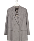 BOSS Grey Regular-fit Long-length Blazer In Soft Flannel UK 8