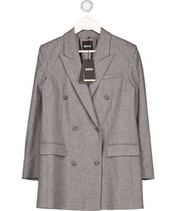 BOSS Grey Regular-fit Long-length Blazer In Soft Flannel UK 8