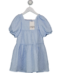 ZARA Blue Tiered Jacquard Bow Back Dress 6 Years