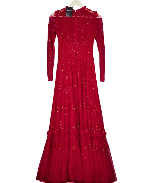 Needle & Thread Red Margot Ankle Length Gown UK 6