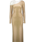MESHKI Nude Marcia Diamante Long Sleeve Maxi Dress UK XS