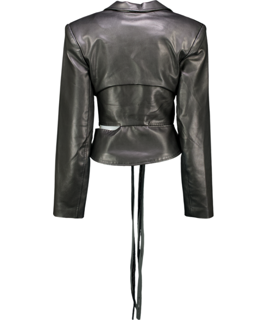 Lado Bokuchava Black Vegan Leather Strappy Cut Out Blazer UK M