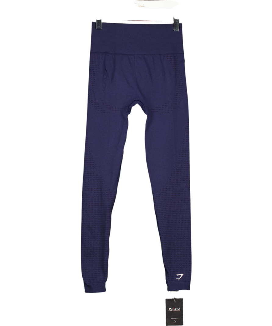 GYMSHARK Navy Blue Seamless Leggings UK XS