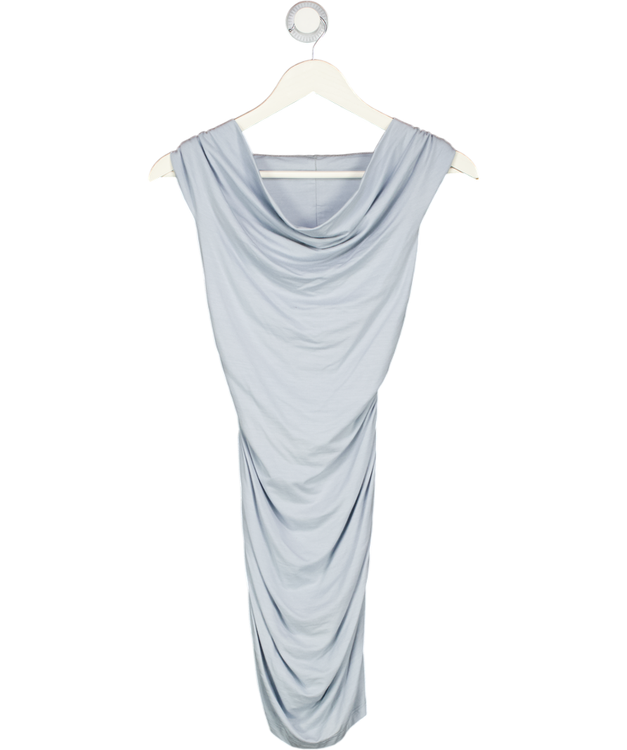REFORMATION Blue Jersey Ruched Bardot Mini Dress UK XS