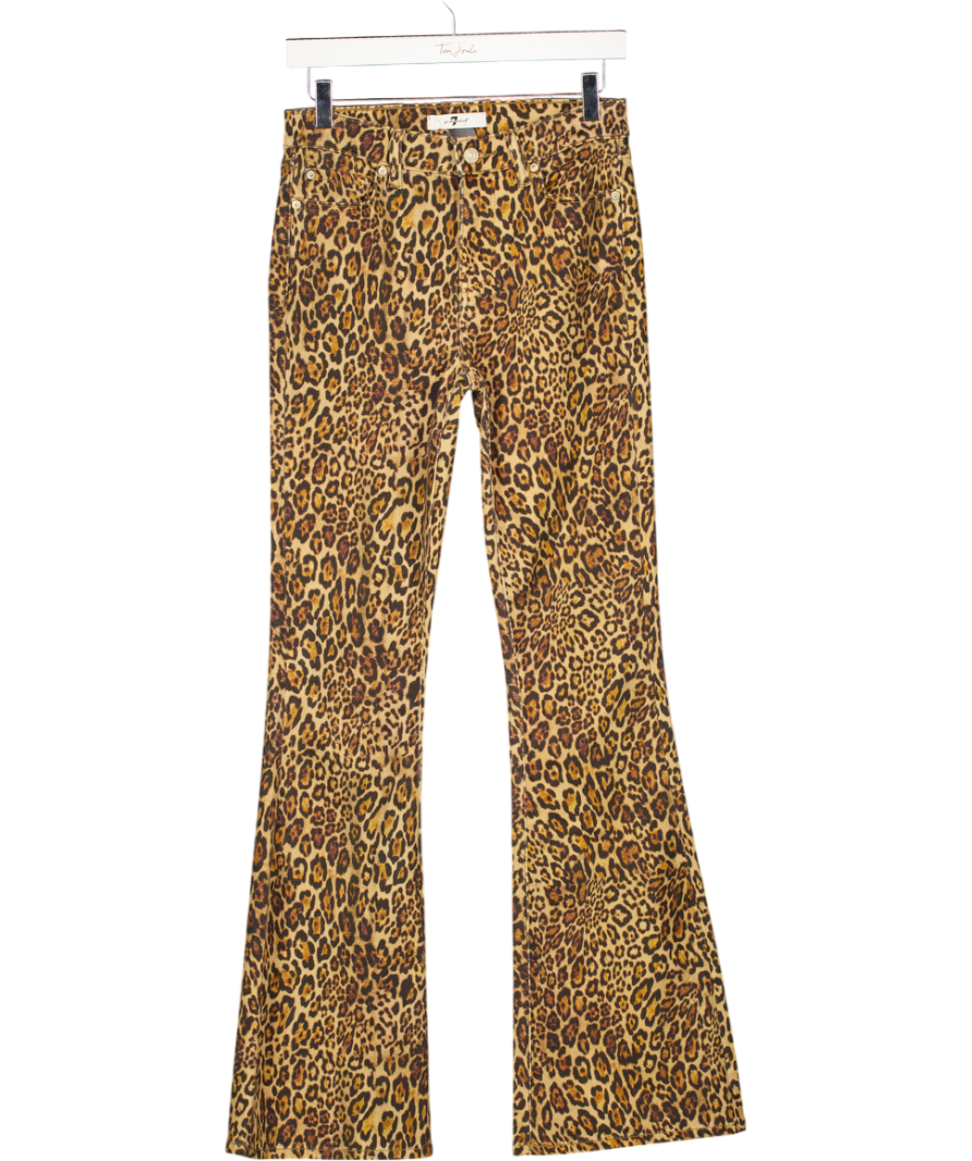 7 FOR ALL MANKIND Brown Ali Leopard-print High-rise Flared Jeans W26