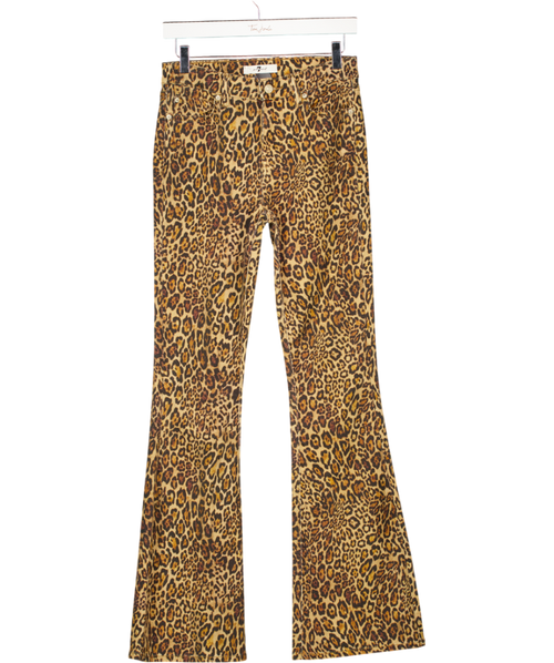 7 FOR ALL MANKIND Brown Ali Leopard-print High-rise Flared Jeans W26