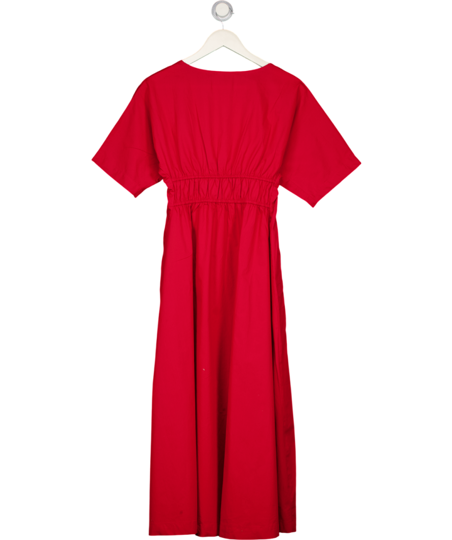 Threadbare Red Elasticated Waist Pure Cotton Midi Dress UK XS