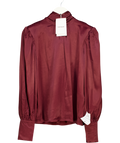 Topshop Satin Scarf Blouse In Burgundy Red UK 8