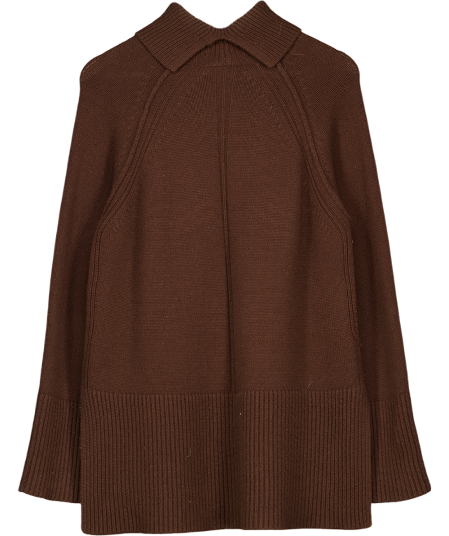 ME + EM Chocolate Brown Merino &  Cashmere Longline Jumper UK S