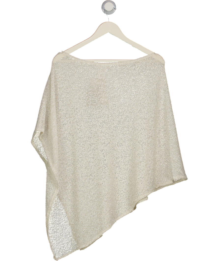 ZARA Cream Boucle Jnit Asymmetric Cape Knit Top UK L