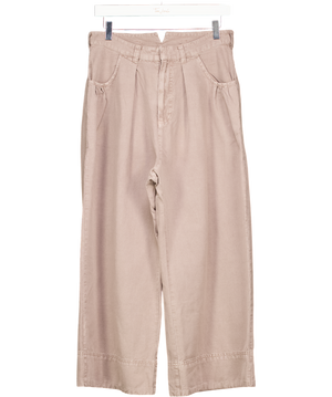 FREE PEOPLE Taupe Beige Sweet Talk Linen-blend Chino Trousers Us4 UK 8