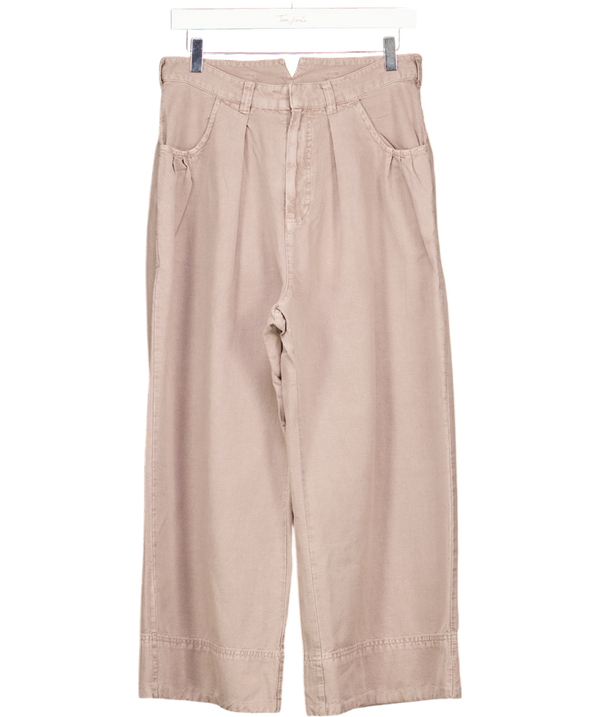 FREE PEOPLE Taupe Beige Sweet Talk Linen-blend Chino Trousers Us4 UK 8
