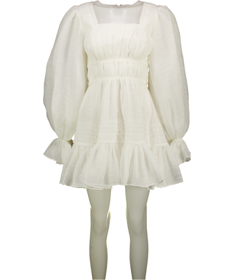 AJE. Impression White Square Neck Long Sleeve Mini Dress UK 8