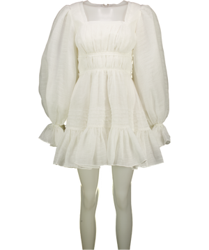 AJE. Impression White Square Neck Long Sleeve Mini Dress UK 8