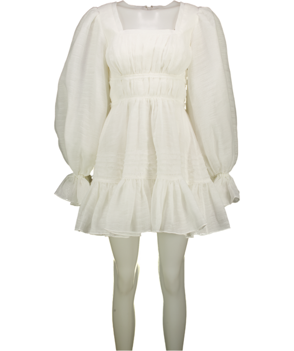 AJE. Impression White Square Neck Long Sleeve Mini Dress UK 8
