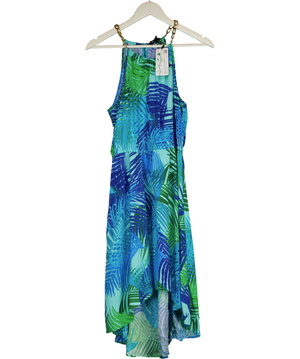 Pour Moi Blue Gold Chain High Neck Beach Dress UK 12