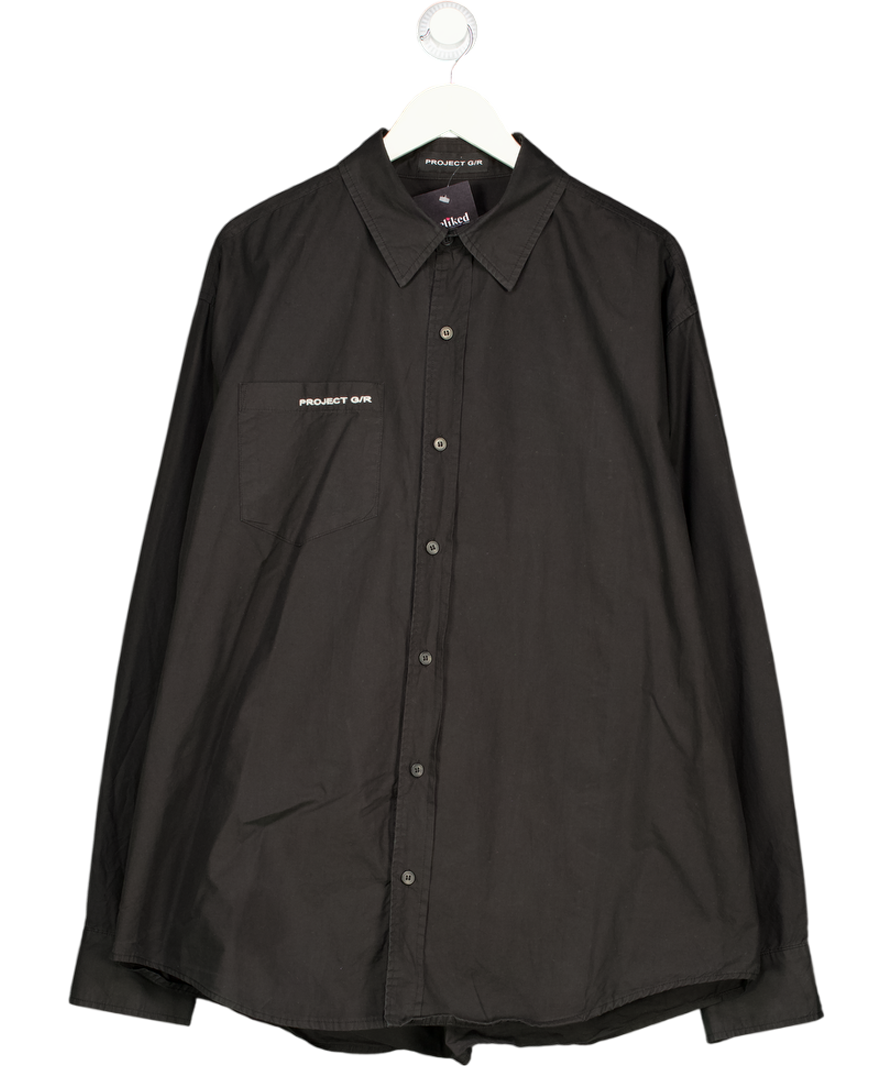 PROJECT G/R Black 3 Way Twisted Oversized Button Up Shirt UK M