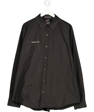 PROJECT G/R Black 3 Way Twisted Oversized Button Up Shirt UK M