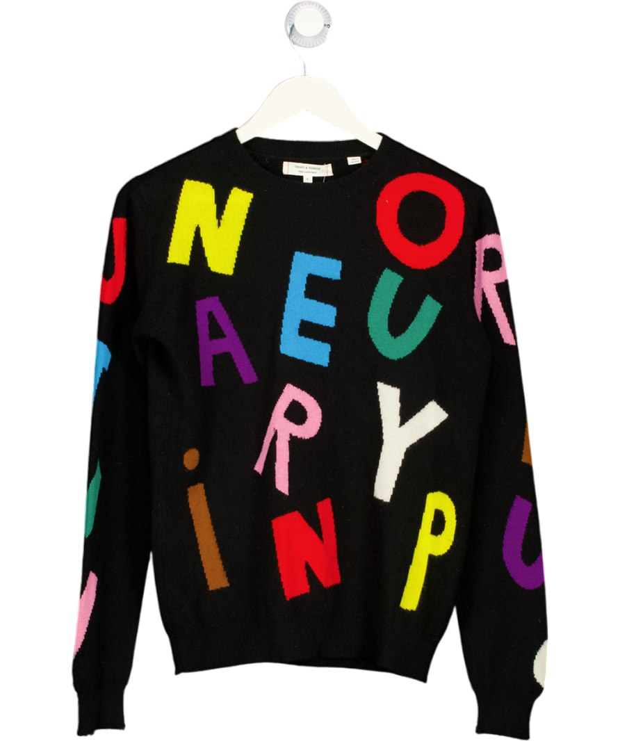 CHINTI & PARKER Black 100% Cashmere Alphabet Cashmere Sweater UK S