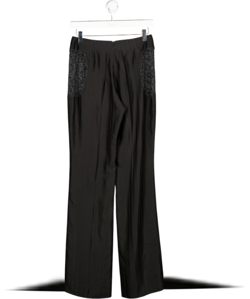 Nina Morris Black Bespoke Lace Panel Trousers UK L