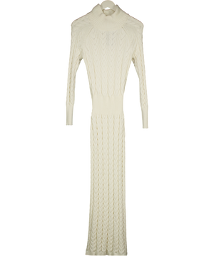 Karen Millen Cream Cable Knit Funnel Neck Maxi Dress UK XS