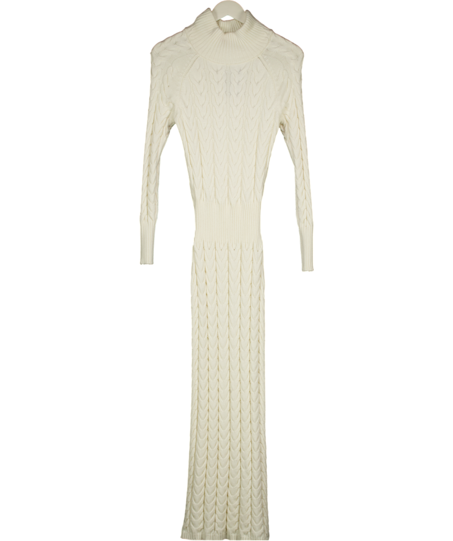 Karen Millen Cream Cable Knit Funnel Neck Maxi Dress UK XS