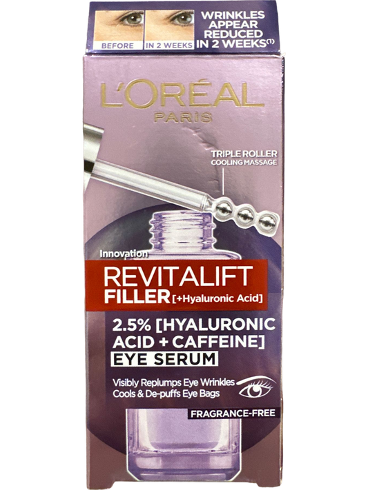 L'Oreal Paris Multi-Colour Eye Serum Hyaluronic Acid Caffeine Health & Beauty