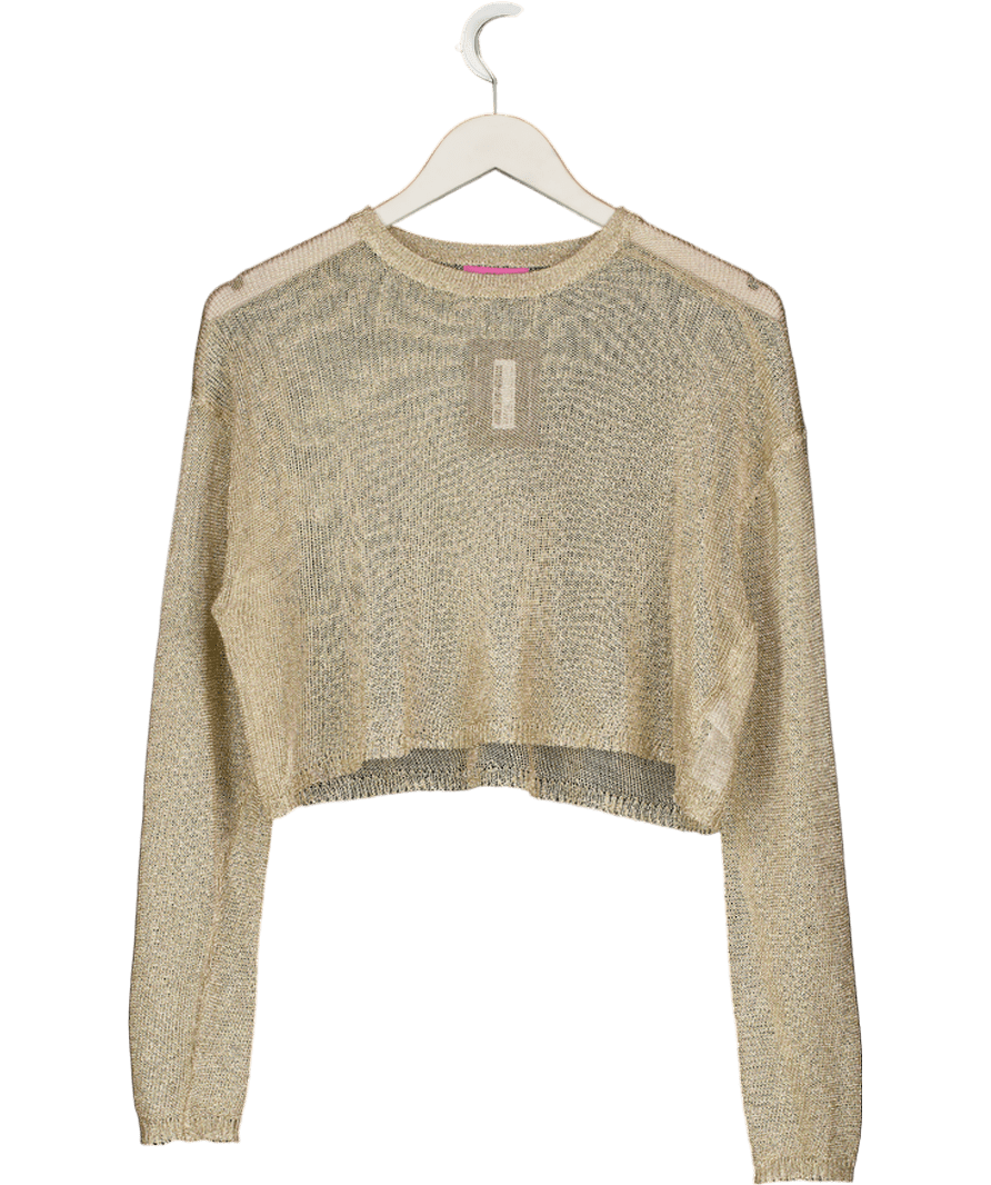 edikted Aviva Cropped Metallic Knit Top UK S - Reliked